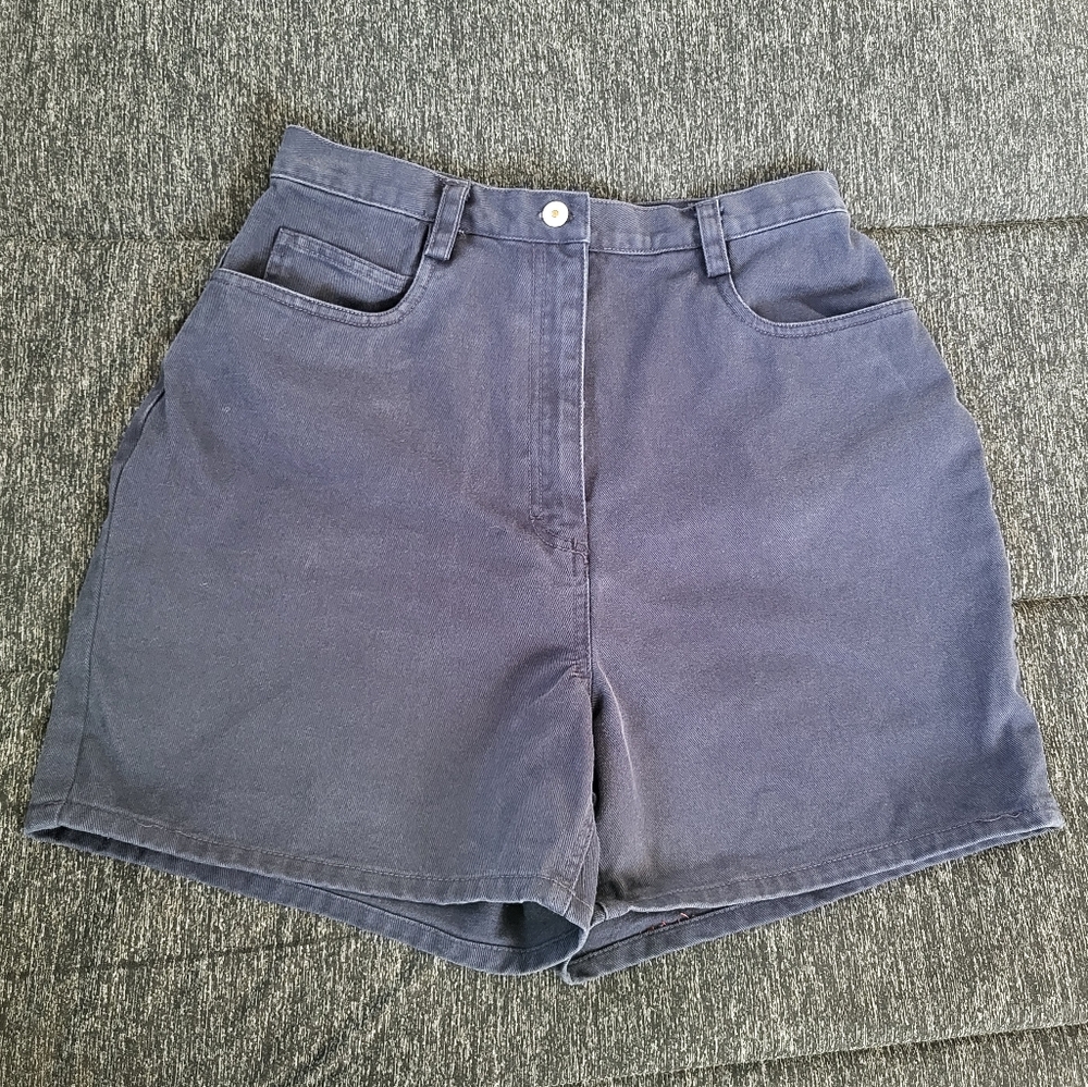 90s Mom High Waist Jean Shorts Marsh Landing Navy Blue Y2k Size 10 Fits Like 8